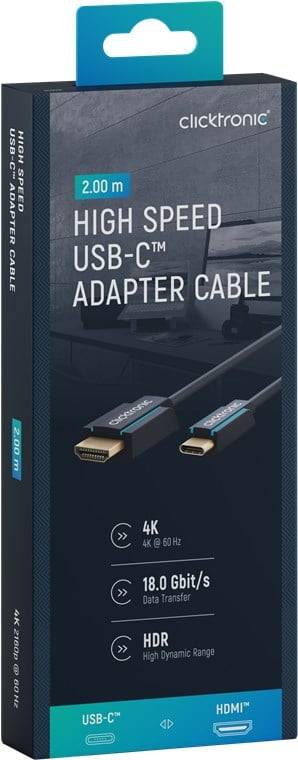 Clicktronic USB-C™-auf-HDMI™-Adapterkabel Premium-Kabel | USB-C™-Stecker HDMI™-Stecker | 2,0 m | 4K @ 60 Hz 2 m-6