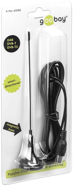 Goobay Passive DVB-T2 (HD) Mini-Magnetantenne 3 dBi Antenne zum Empfang von DVB-T / DVB-T2 HD Programmen-4