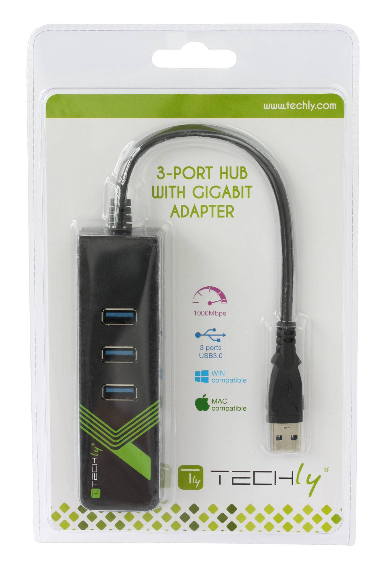 TECHly USB 3.2 Gen 1 (USB 3.0) Konverter [1x USB 3.2 Gen 1 Stecker A (USB 3.0) - 1x RJ45-Buchse] IDATA-USB-ETGIGA-3U2 14-9