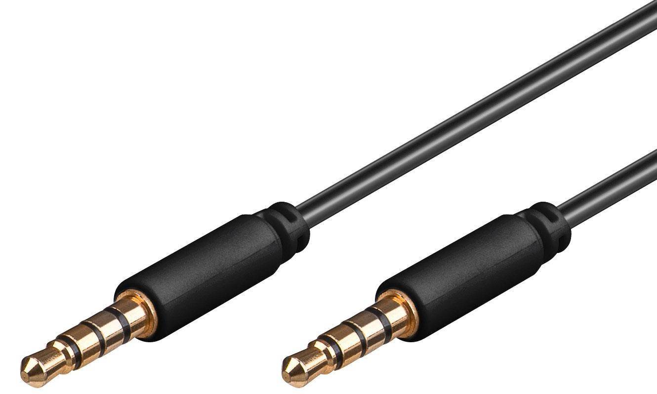 Goobay Audio Verbindungskabel AUX, 3,5 mm Stereo 4-pol., Slim, CU Klinke 3,5 mm Stecker (4-Pin, stereo) > Klinke 3,5 mm-2