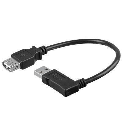 USB-A-Verlängerung 90°, 0,15 m, schwarz 2,5 W, 0,5 A, 480 Mbit/s, USB 2.0-3