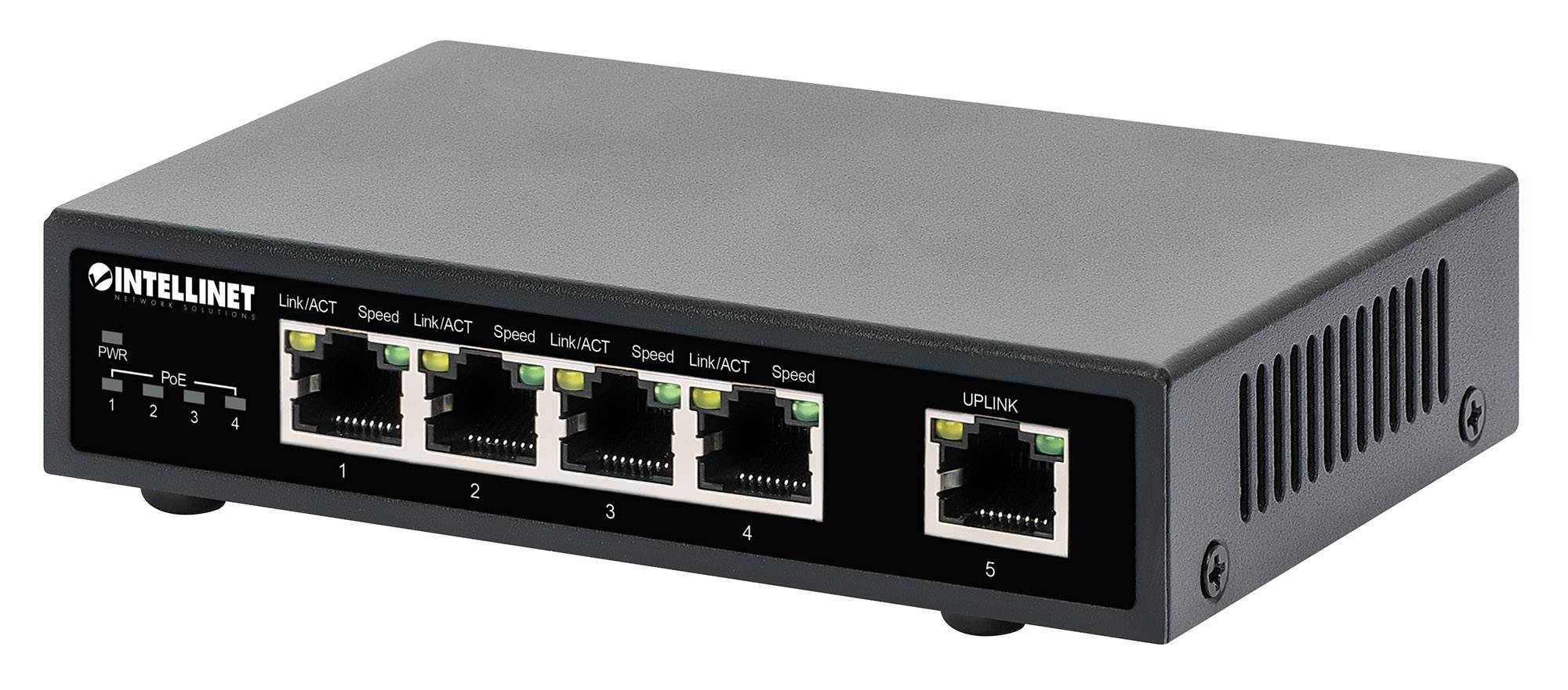 Intellinet 5-Port Gigabit PoE+ Switch 62W 1 Gbps Power over Ethernet-5
