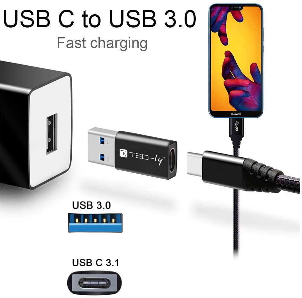 Techly IADAP USB3-AFT, USB A, USB C, Schwarz-2