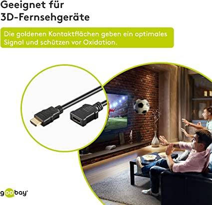 Goobay 61313 HDMI High Speed Verlängerungskabel Ethernet UHD 4K @ 60Hz eARC HDMI Monitorkabel verlängern Schwarz 5m-3