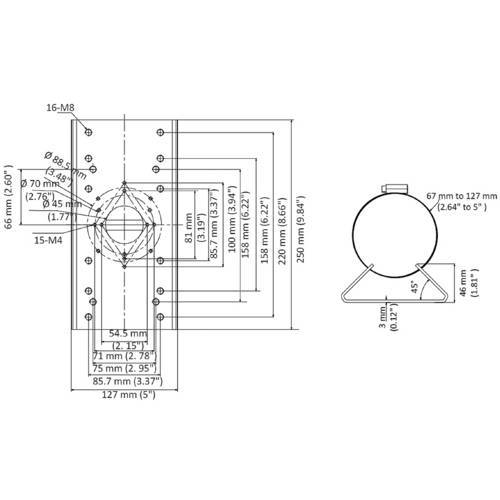 Hikvision DS-1275ZJ Montagehalterung, Material: Aluminiumlegierung, Farbe: Weiß, Abmessungen: 172 mm x 200 mm x 122 mm-2