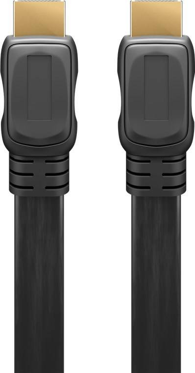 Goobay 61280 HDMI High Speed Flachkabel Ethernet UHD 4K @ 60Hz eARC HDMI Flach Monitorkabel Bildschirmkabel Schwarz 3m