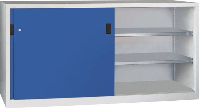 Schiebetürenschrank H1000xB2000xT500mm 4 Fbd.grau/blau Trgf.1000kg Trennw.-0