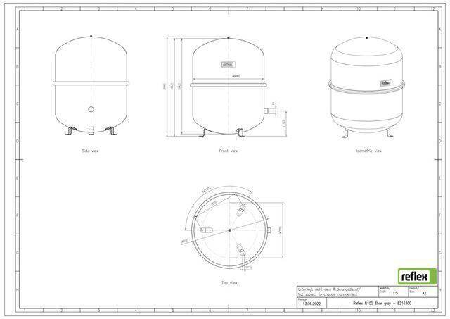 Reflex Membran-Druckausdehnungsgefäß N N 100, 6 bar/70 GradC, R 1, grau-2