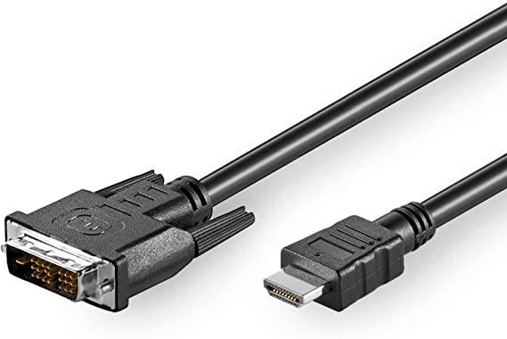Goobay 50580 DVI auf HDMI Kabel Adapterkabel HD 1080p Monitorkabel Bildschirmkabel HDMI Adapter DVI-D 18+1 Schwarz 2m