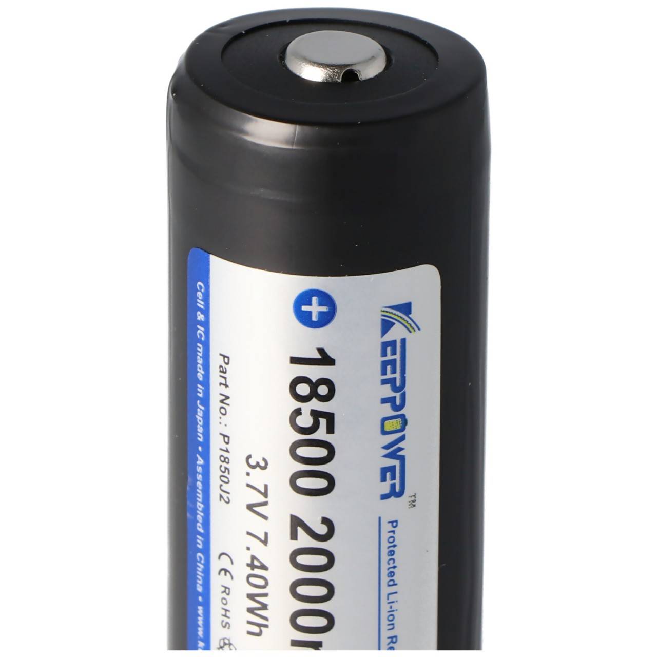 Keeppower 18500 - 2000mAh, 3,6V - 3,7V Li-Ion-Akku geschützt mit Kopf Abmessungen 53x18,5mm-1