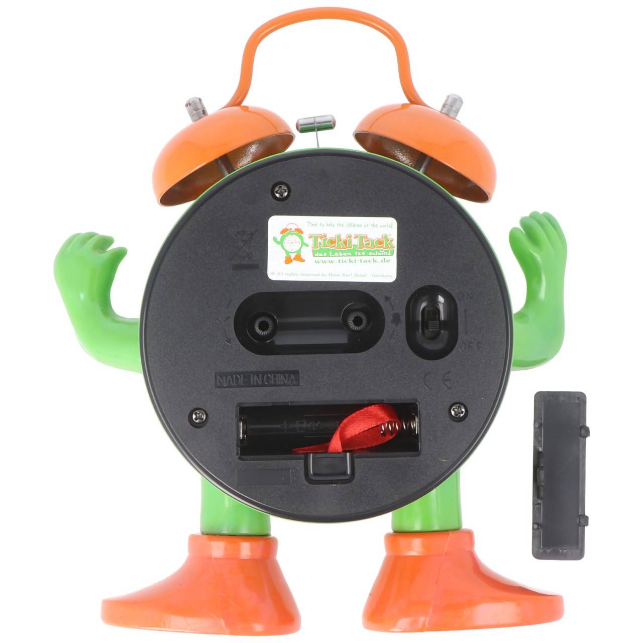 ABC spielerisch die Uhrzeit lernen, Ticki Tack der Kinderwecker grün orange, inklusive Batterie-1