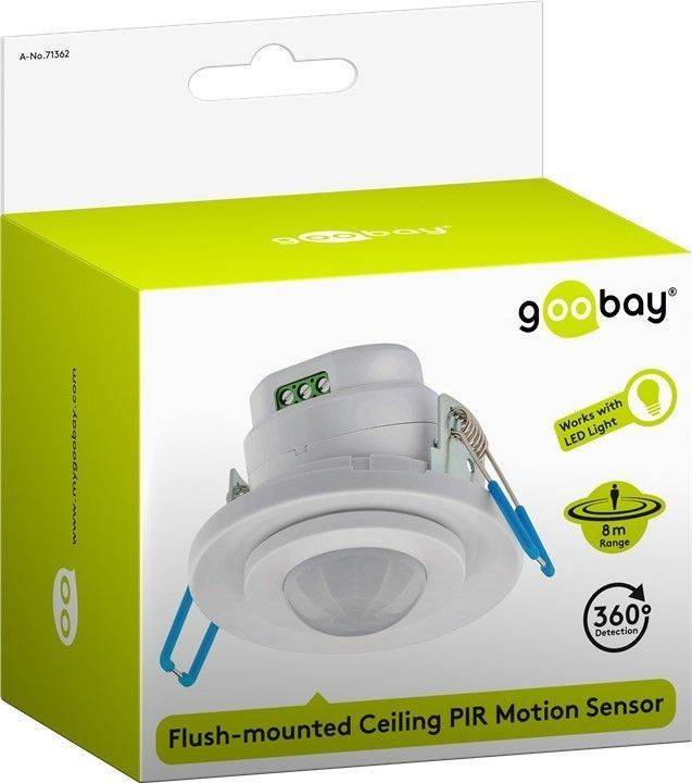 Goobay Infrarot-Bewegungsmelder - zur Unterputz-Deckenmontage; 360° Erfassung, 8 m Reichweite, für Innen (IP20),...-3