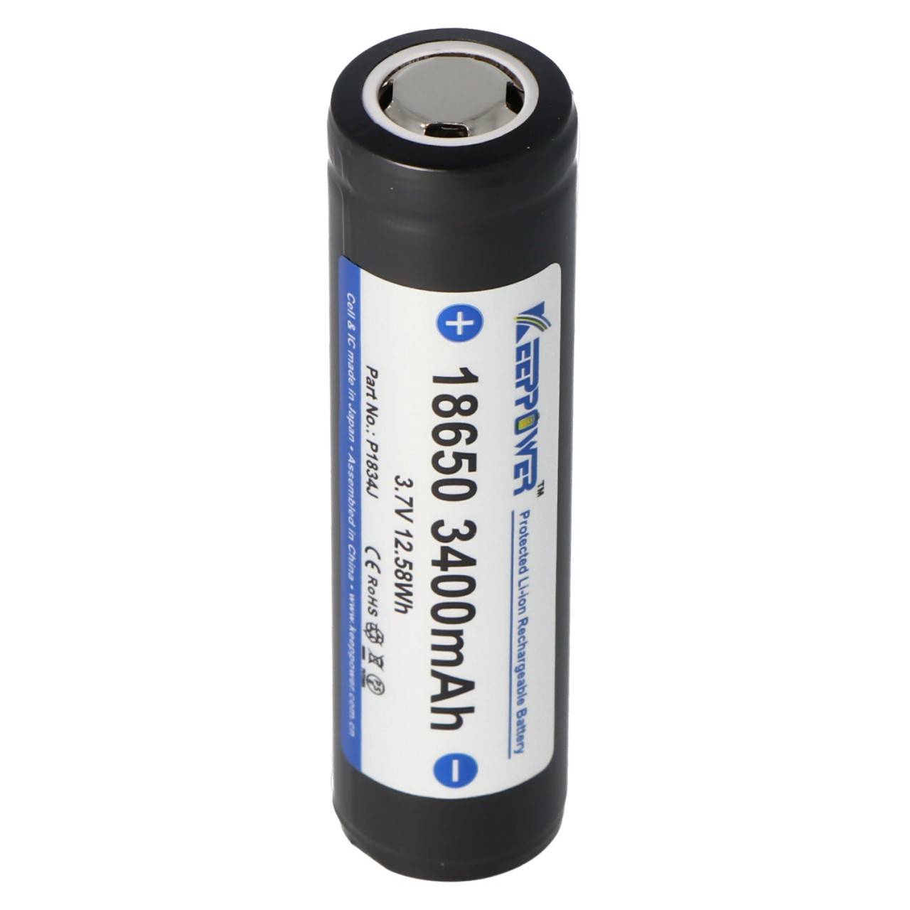 Keeppower 18650 3400mAh 3,7V Li-Ion-Akku geschützt Flat Top 67,8x18,6mm-0