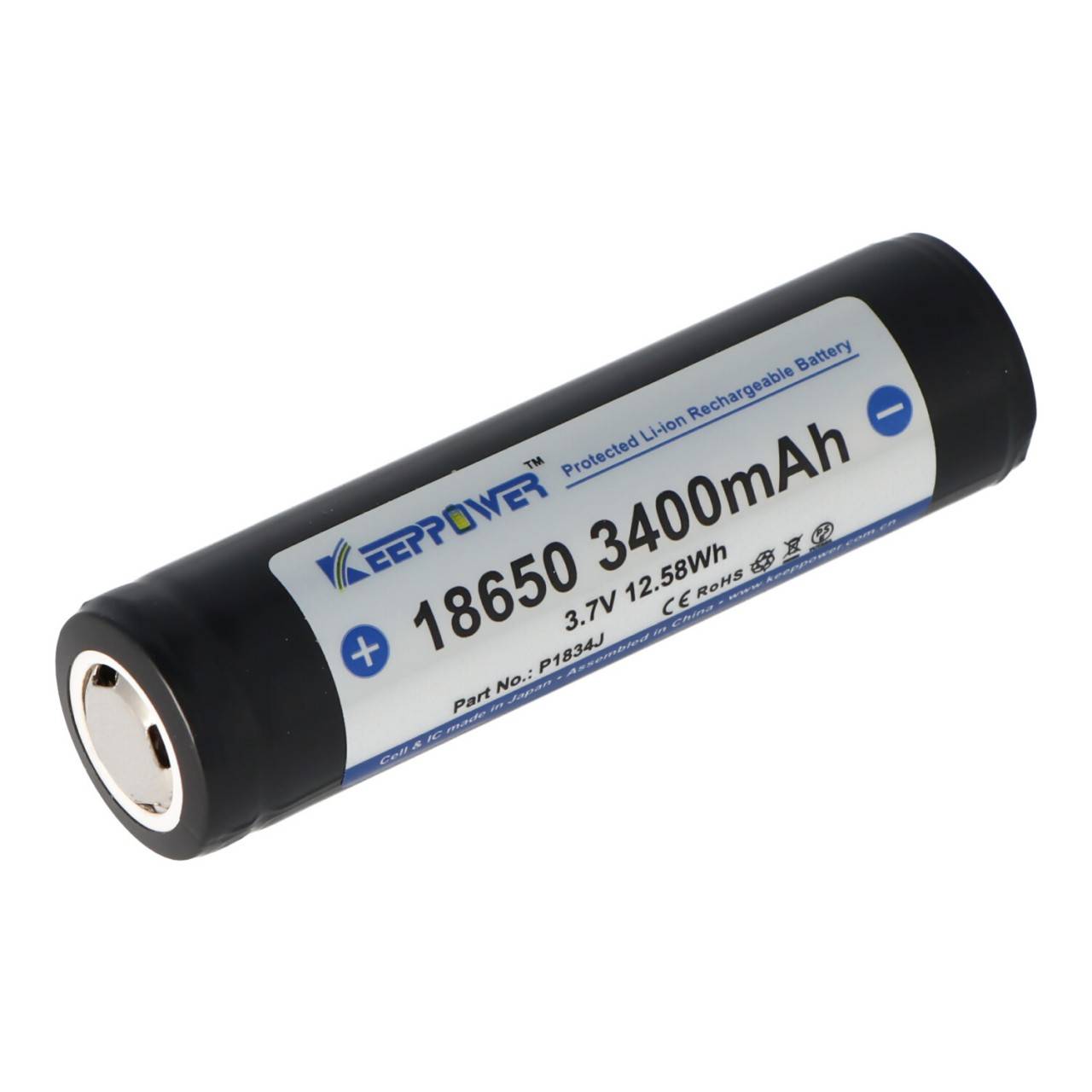 Keeppower 18650 3400mAh 3,7V Li-Ion-Akku geschützt Flat Top 67,8x18,6mm-2