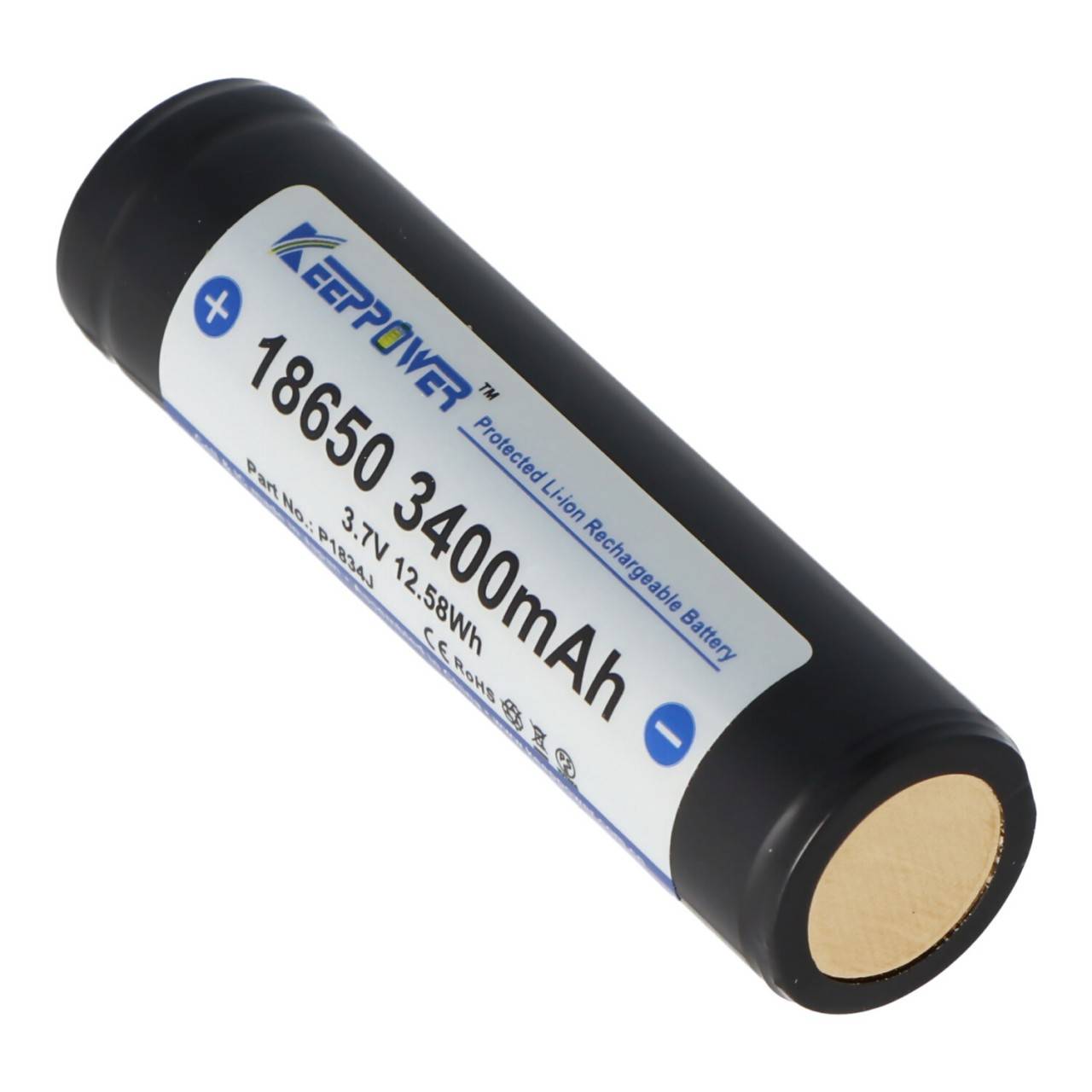 Keeppower 18650 3400mAh 3,7V Li-Ion-Akku geschützt Flat Top 67,8x18,6mm-4