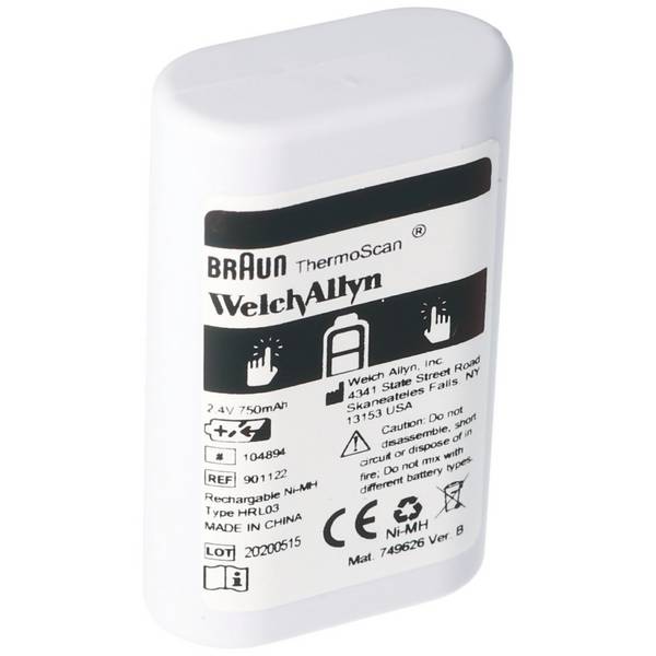 Original NiMH Akku Braun, Welch Allyn Thermoscan Pro 6000 - Typ 104894