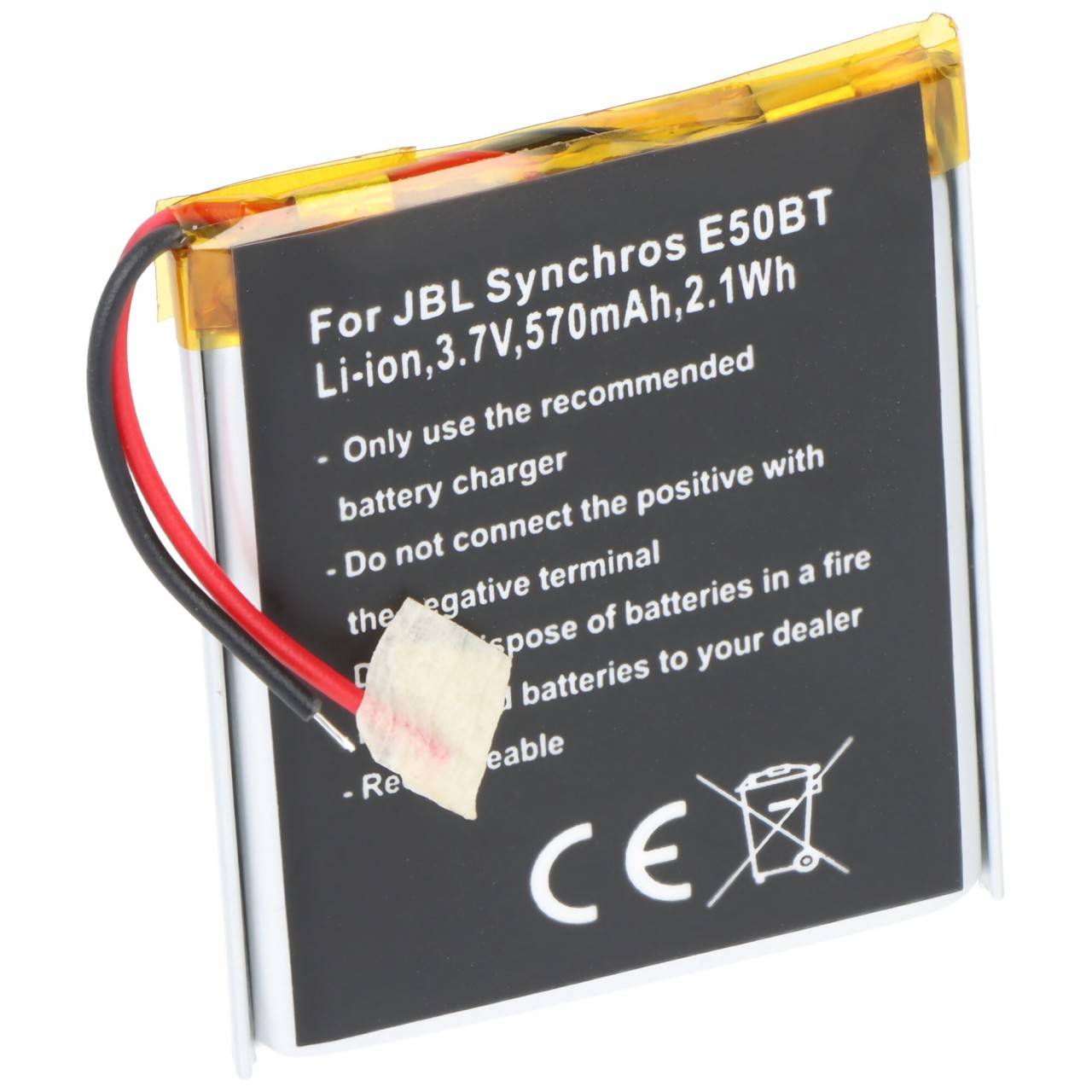 Akku passend für JBL Synchros E50BT, Li-Ion, 3,7V, 570mAh, 2,1Wh, built-in, ohne Werkzeug-0