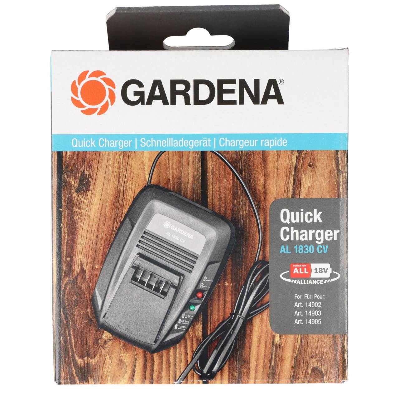 Ladegerät passend für Bosch Akku 2607336039, GARDENA Schnell-Ladegerät AL 1830 CV-4