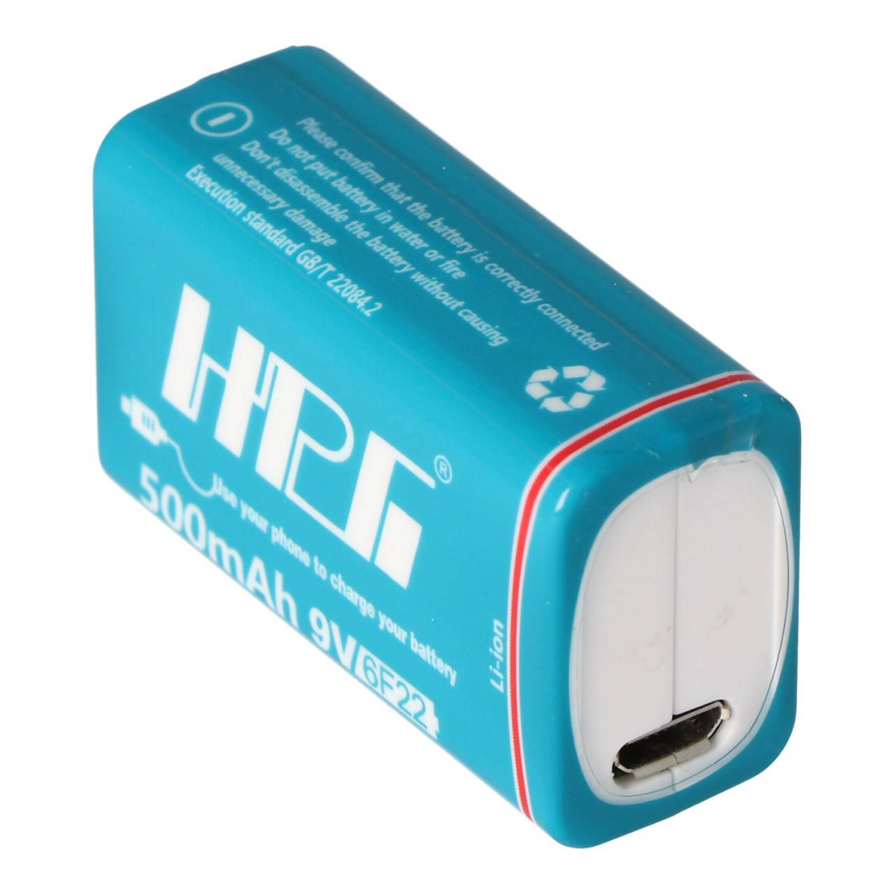 9V Li-ion Akku mit USB-Ladebuchse zum nachladen, mit 7,4 Volt 500mAh, 3,7Wh, mit USB-Ladefunktion-1