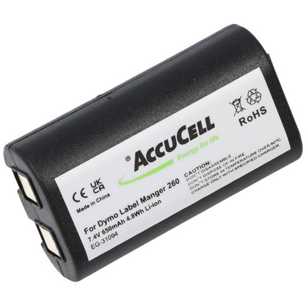 Akku passend für Dymo LabelManger 260, Li-Ion, 7,4V, 650mAh, 4,8Wh