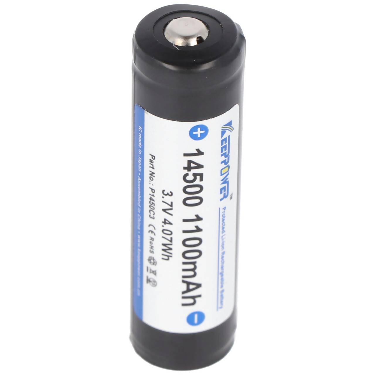 Akku 14500 mit 3,7 Volt Spannung und 1100mAh Kapazität, Li-Ion-Akku PCB geschützt P1450C3-1