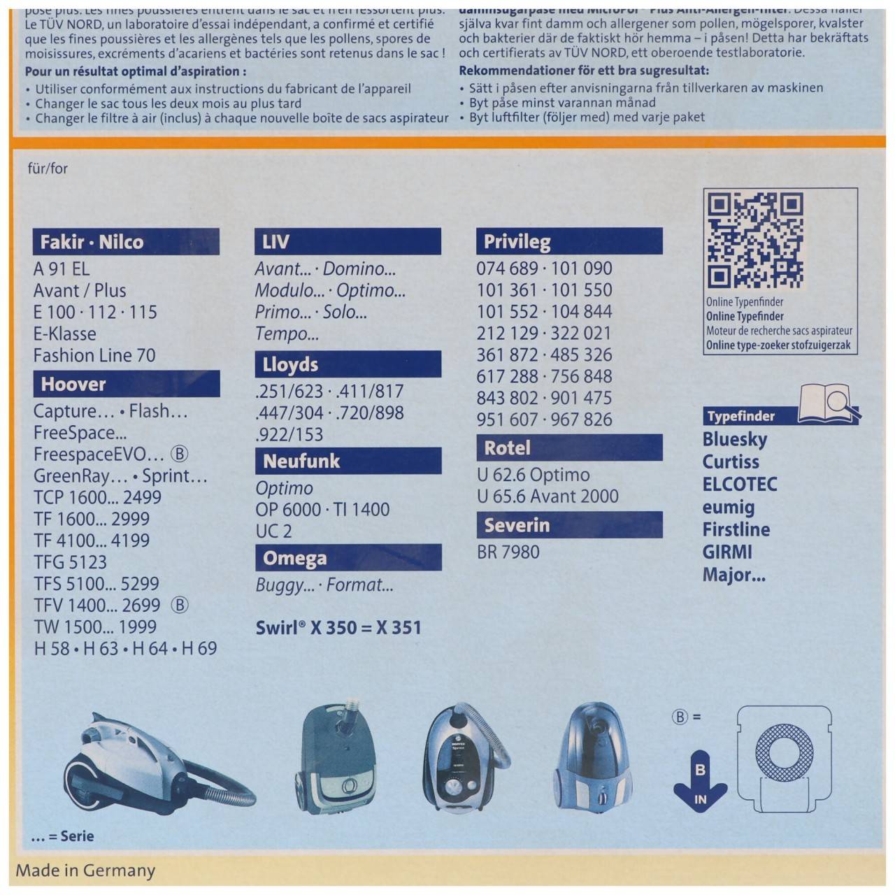 Swirl Staubsaugerbeutel X351 (X350) MicroPor Plus für Hoover und LIV Staubsauger-2