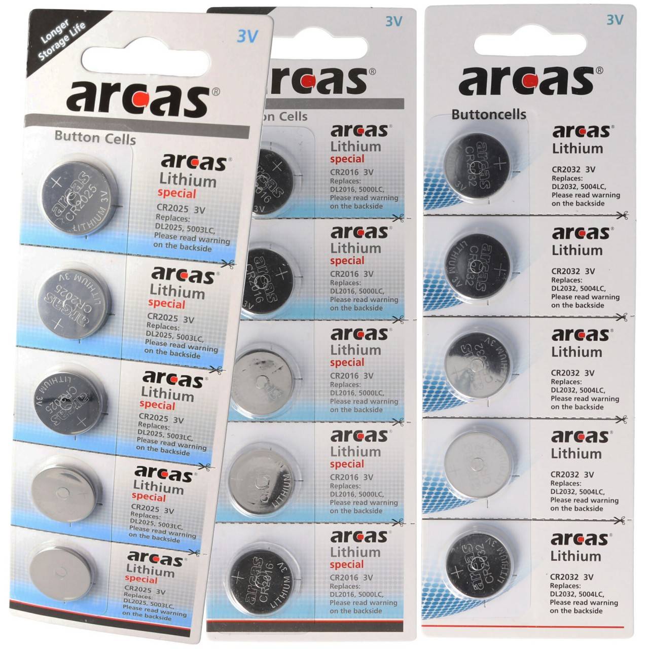 Knopfzellen-Paket 2+1 gratis, 5x CR2025, 5x CR2032, 5x CR2016