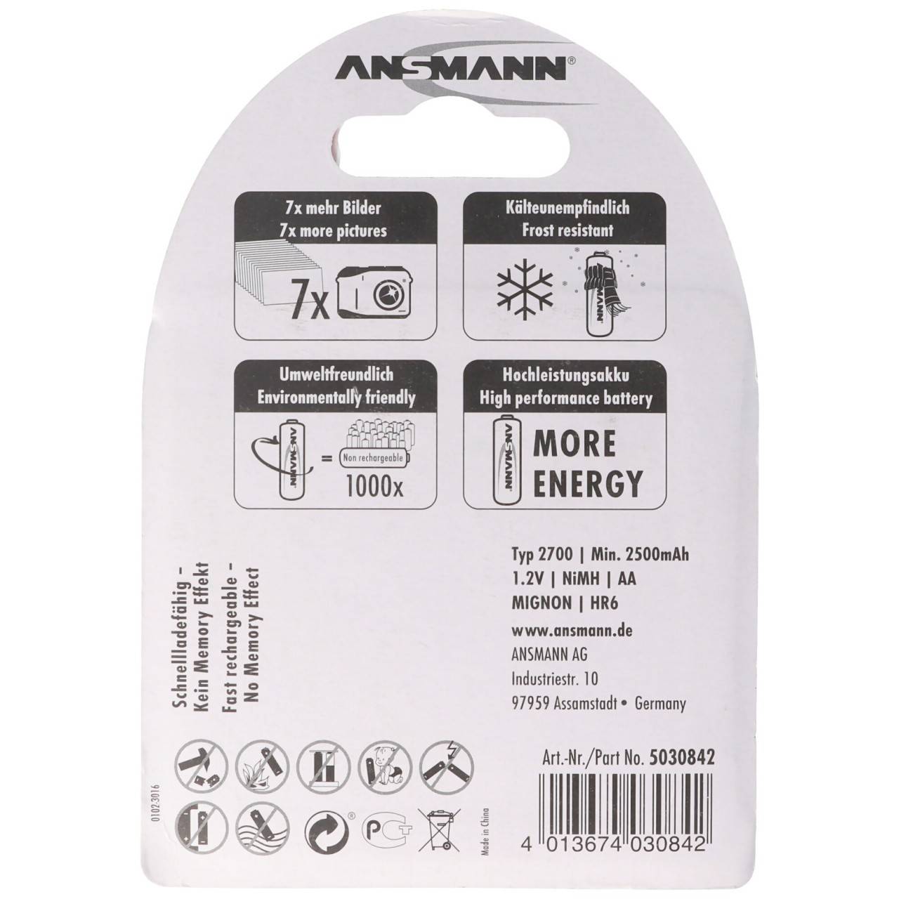 Ansmann NiMH 1,2V AA 2700mAh Photo Akku 4 Stück inkl. AccuSafe-4