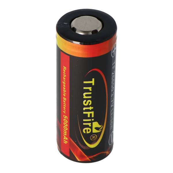 Trustfire 26650 5000mAh 3,6V, 3,7V geschützter Li-Ion-Akku, Abmessungen ca. 69,8x26,4mm beachten
