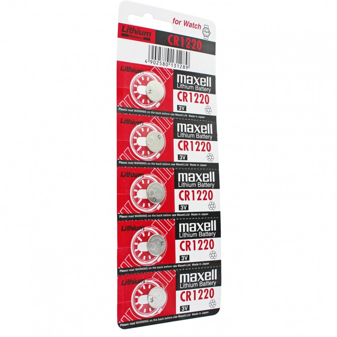 5 Stück CR1220 Lithium Batterie IEC CR1220, 3 Volt max. 38mAh, 12x2mm-2
