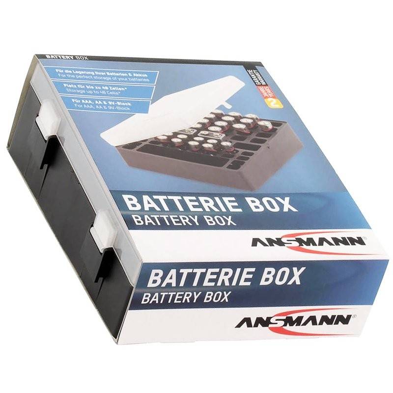 Ansmann Akku und Batterien Aufbewahrungs-Box für bis zu 24x AA, 16x AAA, 4x 9V-0