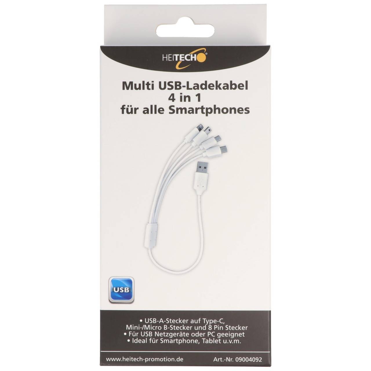USB-Ladekabel 4 in 1 passend für USB-C, Mini-USB, Micro-USB und 8 Pin Stecker-4