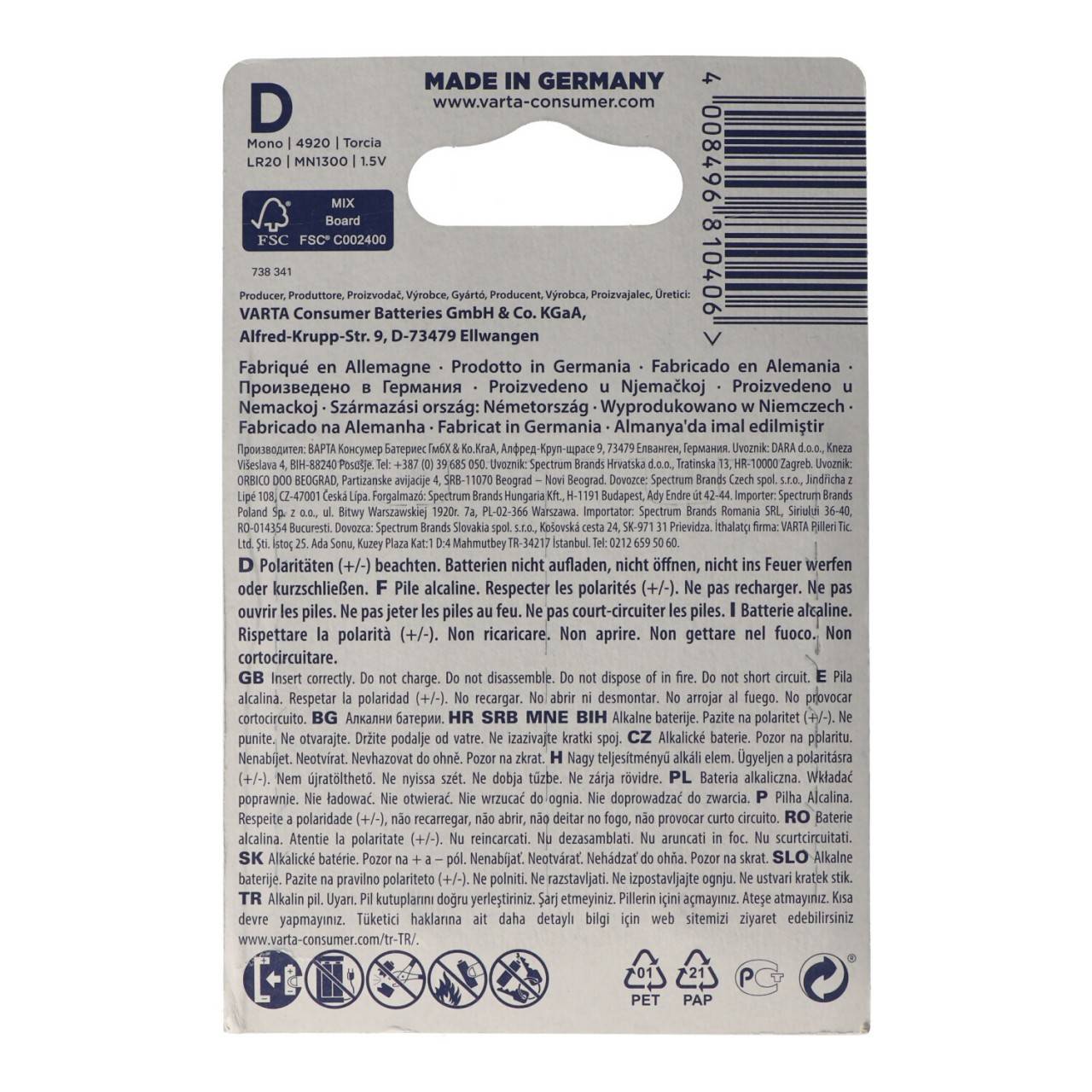 Varta Longlife Power (ehem. High Energy) Mono D 4920 Batterien 10x 2-er Blister-3