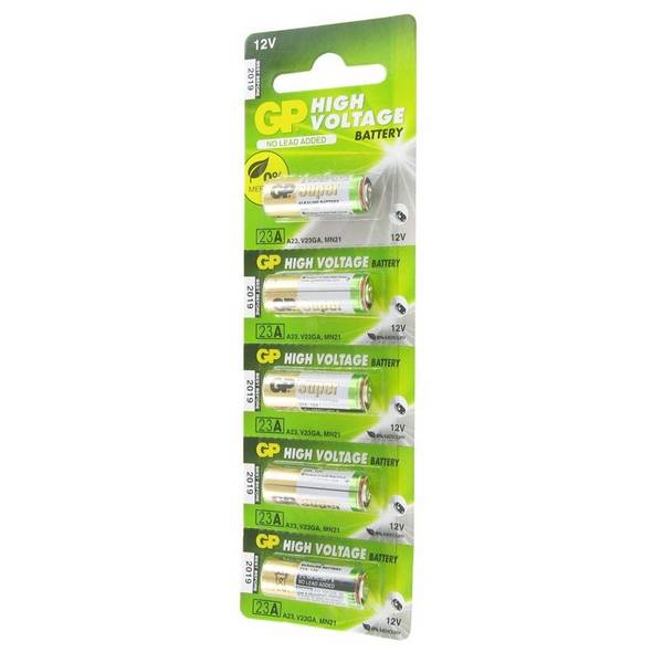 5 Stück GP23A 12 Volt Super High Voltage Alkaline Batterie 23Ae, A23, VA23GA, MS21, MN21, 8LR932, 28x10mm