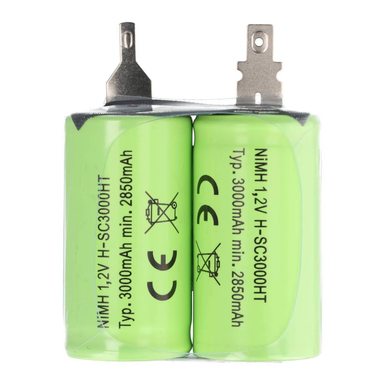 Notleuchtenakku NiMH 2,4V 3000mAh F1x2 Sub-C mit Faston-Anschluss 2,8mm und 4,8mm passend für Zumtobel 04797088-2