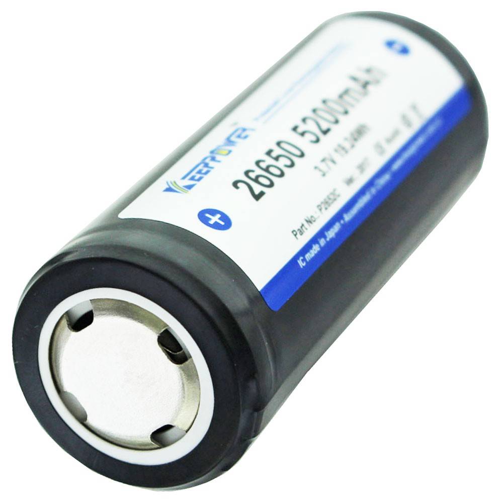 Keeppower 26650 5200mAh 3,6V bis 3,7V Li-Ion Akku PCB geschützt 69,5x26,8mm-1