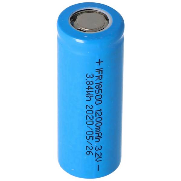 IFR 18500 1200mAh 3,2V LiFePo4 Akku Flat Top ohne Kopf ungeschützt 49x18,15mm