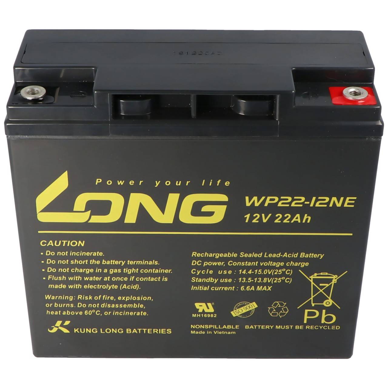 Akku für Alarmanlagen 12 Volt 22 Ah 181x76 x167mm, M6 Innengewinde-1