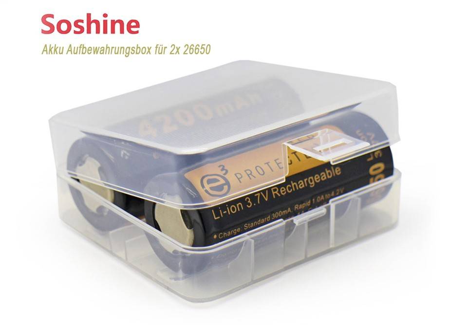Akku-Aufbewahrungsbox für 1 oder 2x 26650 max. Akkulänge bei 71,2mm-3