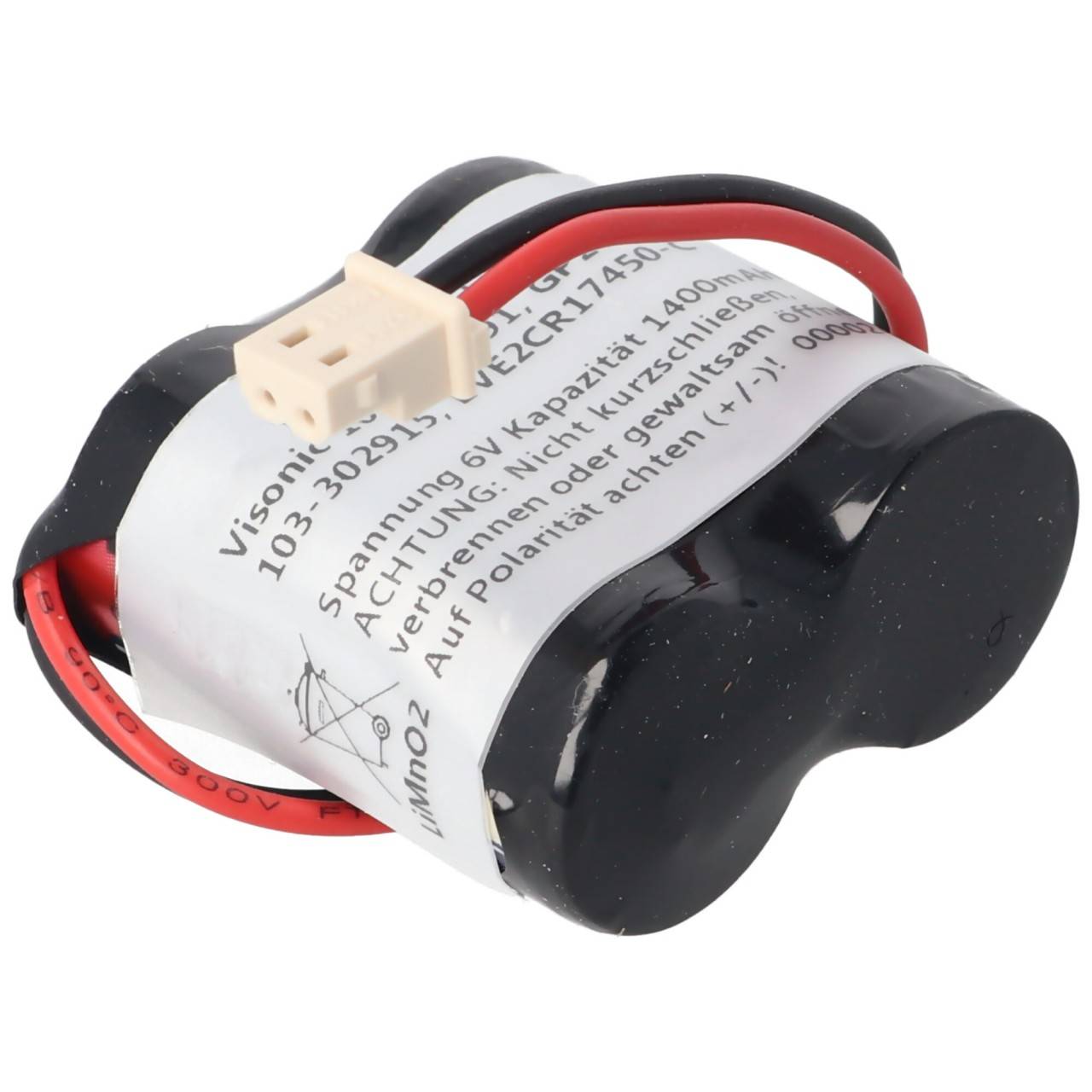 Batterie passend für Visonic 103-302891, 103-302915, GP2CR123A-C Batterie 6 Volt 1400mAh-2