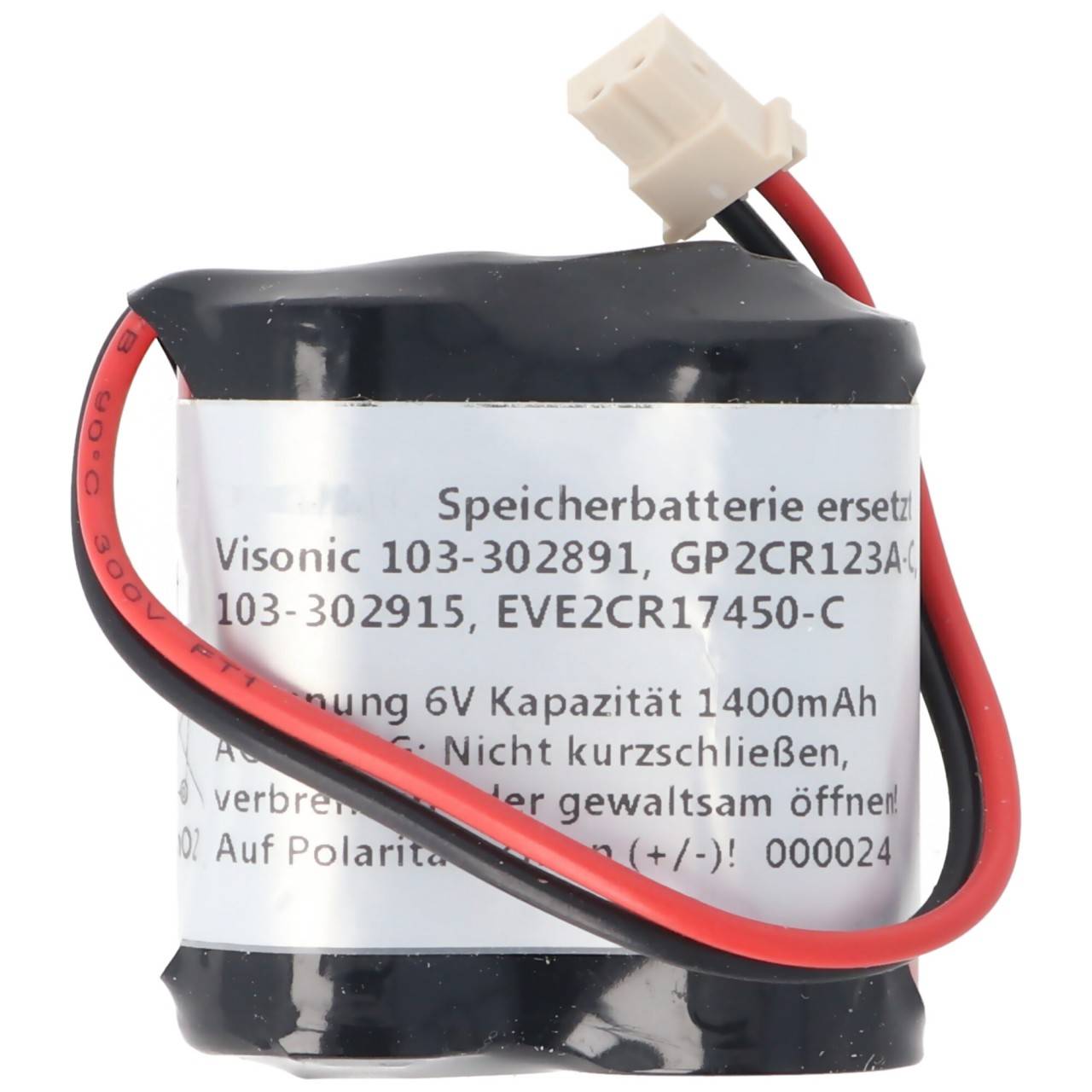 Batterie passend für Visonic 103-302891, 103-302915, GP2CR123A-C Batterie 6 Volt 1400mAh-4