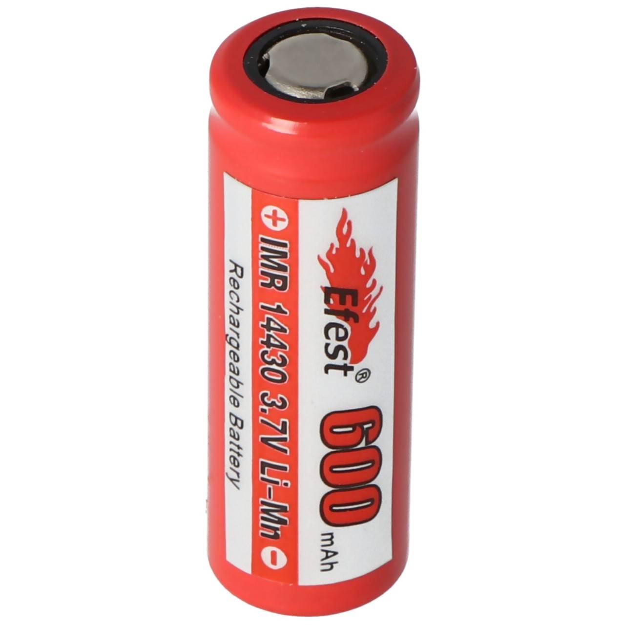 IMR 14430 600mAh 3,6V - 3,7V Li-Ion-Akku mit Pluspol flach, Abmessungen 42,63x14,4mm-0