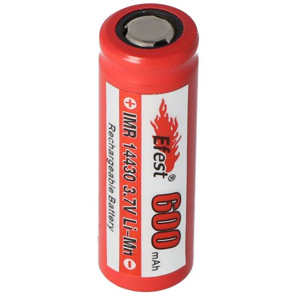 IMR 14430 600mAh 3,6V - 3,7V Li-Ion-Akku mit Pluspol flach, Abmessungen 42,63x14,4mm