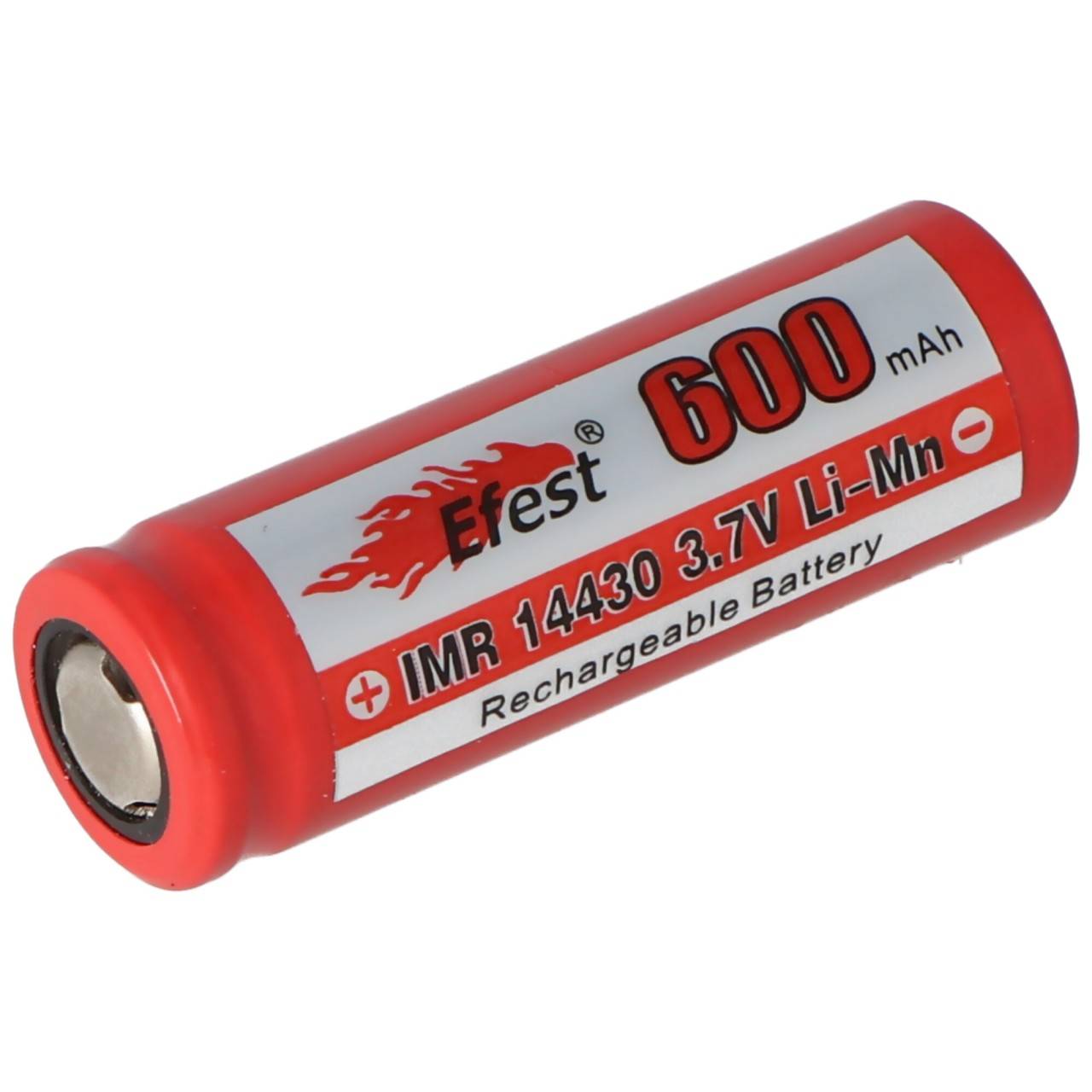 IMR 14430 600mAh 3,6V - 3,7V Li-Ion-Akku mit Pluspol flach, Abmessungen 42,63x14,4mm-3