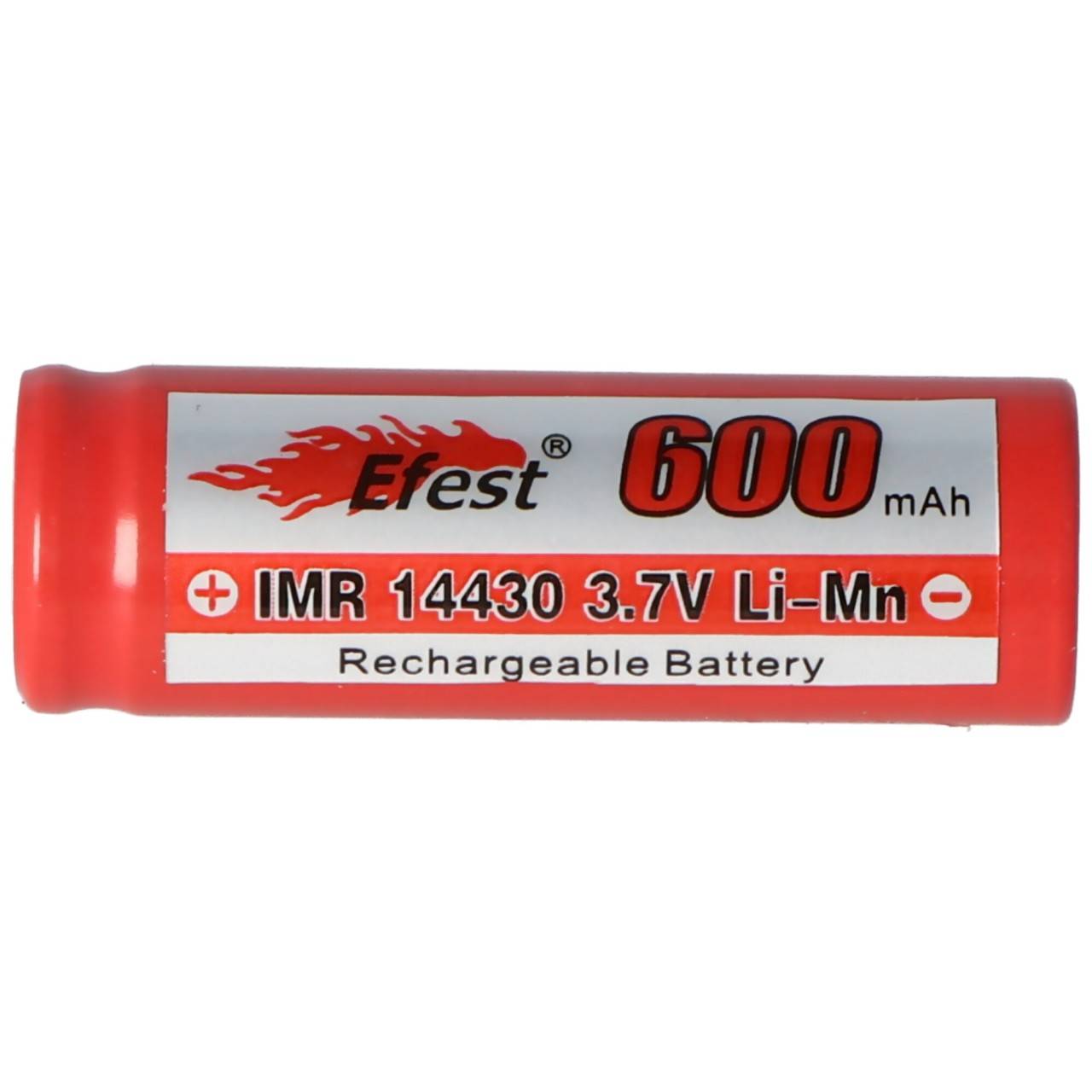 IMR 14430 600mAh 3,6V - 3,7V Li-Ion-Akku mit Pluspol flach, Abmessungen 42,63x14,4mm-4
