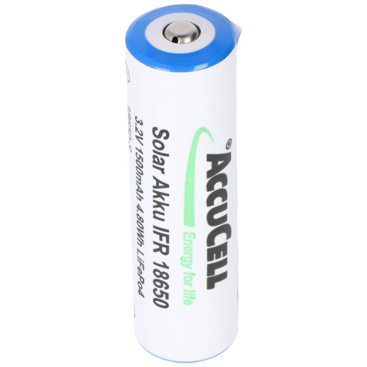 3,2 Volt Solar Akku Lithium 18650 IFR LiFePo4 Akku mit Kopf ungeschützt, 1400-1500mAh, Abmessungen ca. 66,1x18mm-0