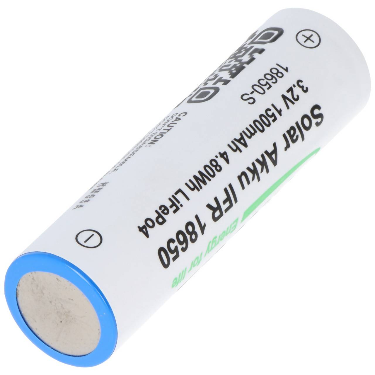 3,2 Volt Solar Akku Lithium 18650 IFR LiFePo4 Akku mit Kopf ungeschützt, 1400-1500mAh, Abmessungen ca. 66,1x18mm-3