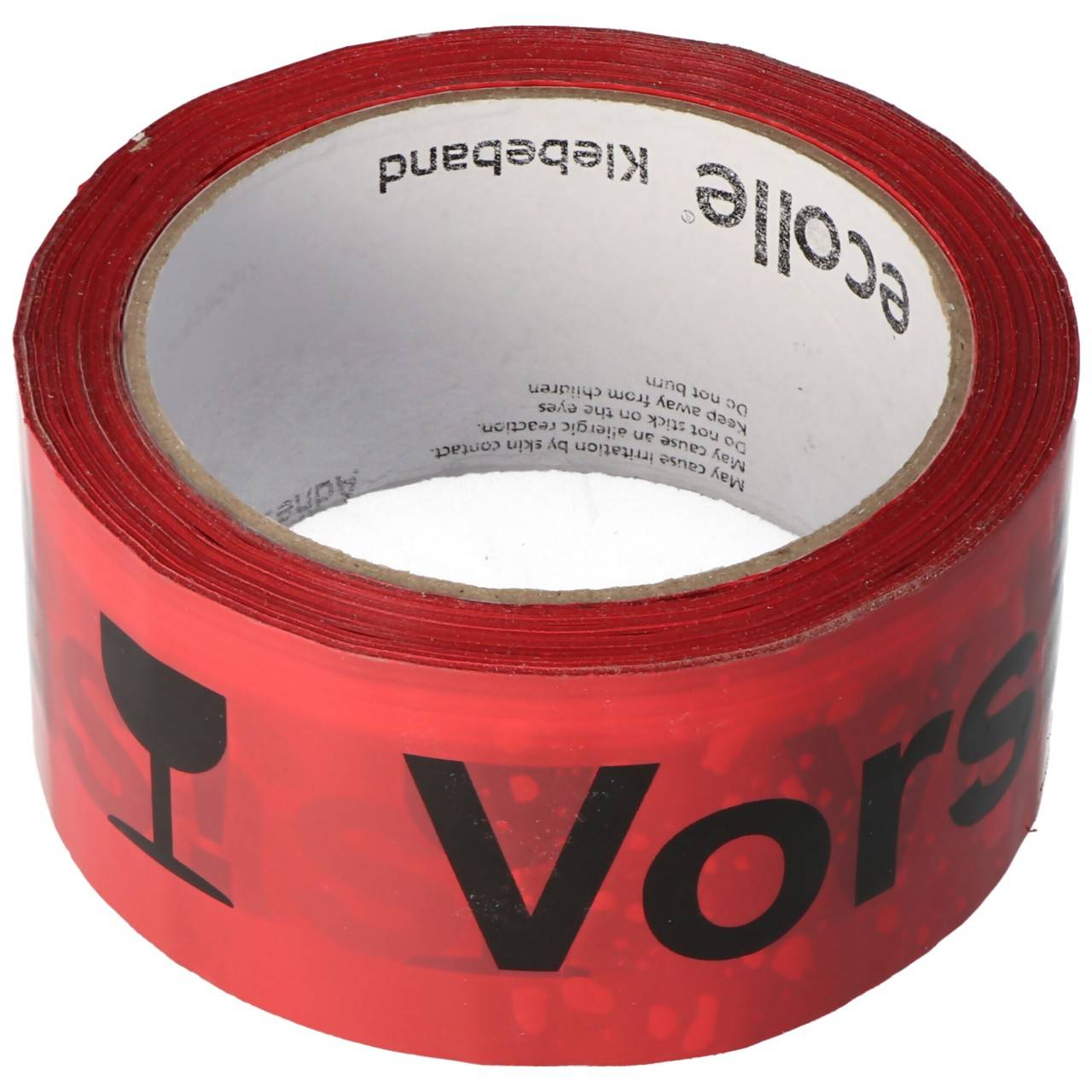 Klebeband Vorsicht Glas 6er Pack in roter Ausführung mit Schrift schwarz 6x 66 Meter länge, breite 48mm-2