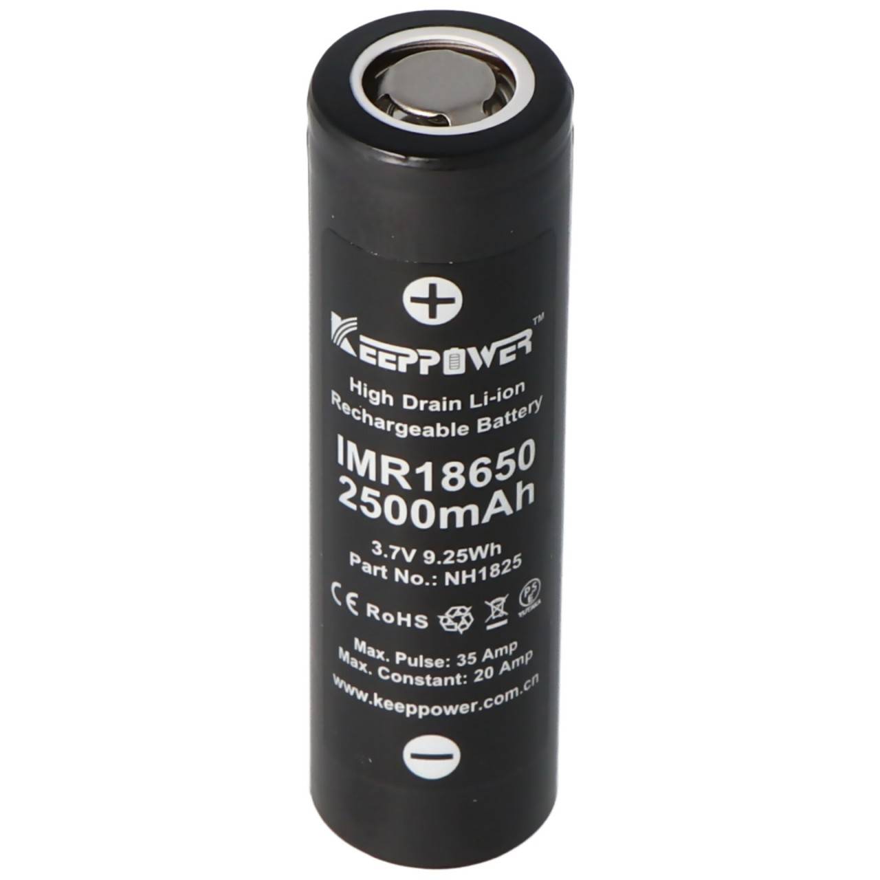 KeepPower IMR18650 - 2500mAh 3,6V - 3,7V Hochstromzelle Li-Ion-Akku-0
