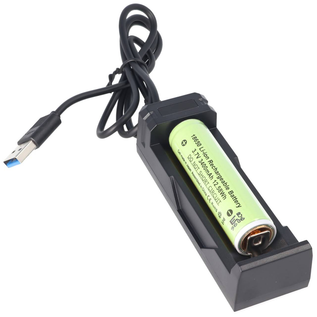 Schnell-Ladegerät für Li-ion Akku 3,6 - 3,7 Volt, lädt auch geschützte 20700, 21700 mit Überlängen bis 75mm-3